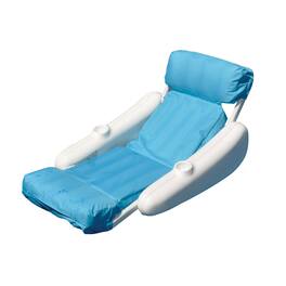 Swim Central - Inflatable Swimming Pool Floating Lounge Seat - 66" - and White - Blue