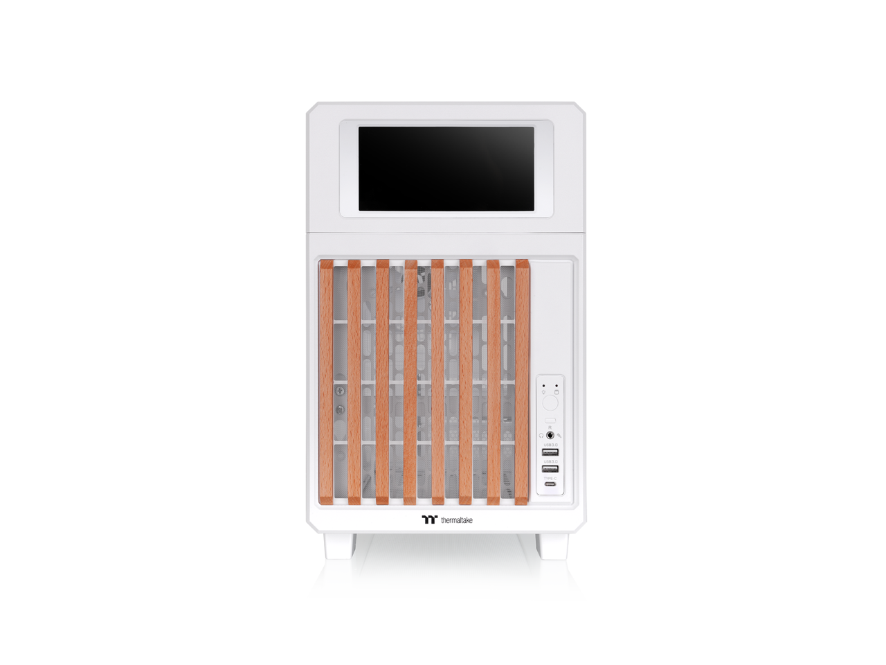 Alt View 3. Thermaltake - Thermaltake TR200 WS; 6.0" LCD; Micro Chassis; Wood Trim; mATX/mITX; 360mm Radiator; 365mm GPU; 258mm PSU; 175mm Cooler - Snow.