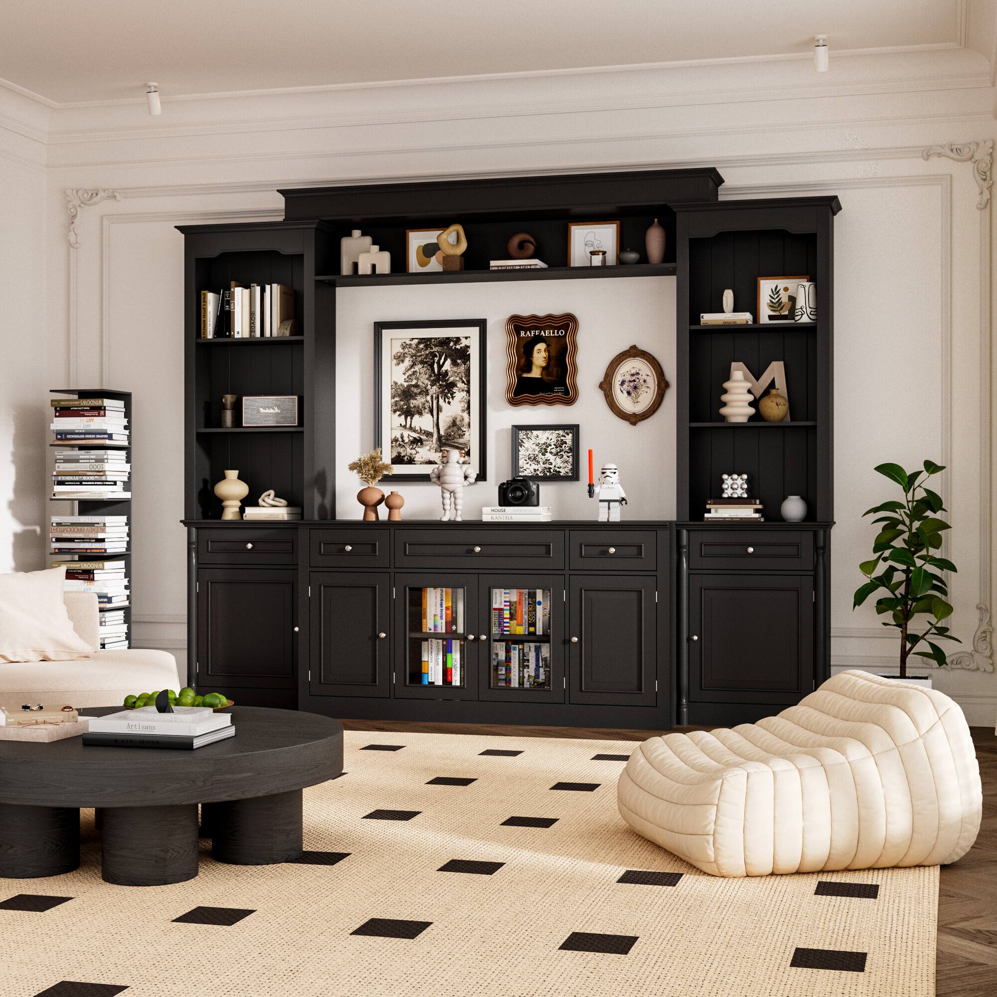 Alt View 10. Famapy - Famapy European - Style TV Stand Combo Entertainment Center, Fits Up to 60 - Inch TVs - Black.