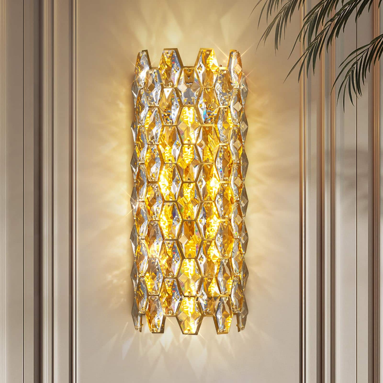 TECH SAFARI - Crystal Wall Sconces Modern Light Fixtures Luxury Indoor Lamp For Living Room Bedroom Bathroom Hallway Door - Gold-AT03