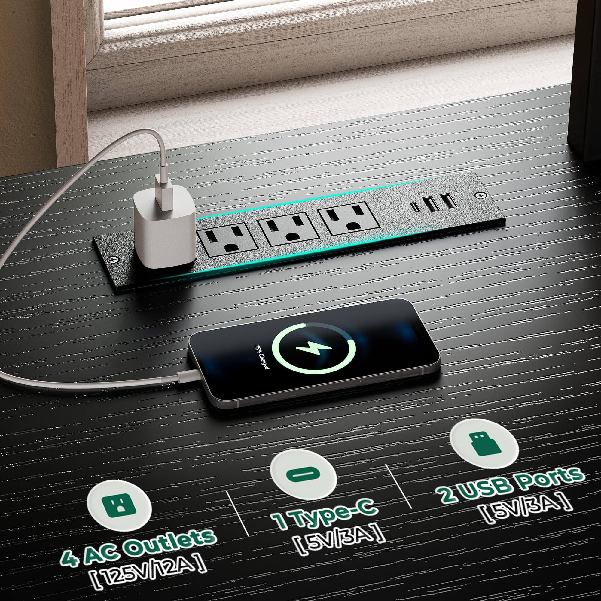 4 AC Outlets [125V/12A]  
1 Type-C [5V/3A]  
2 USB Ports [5V/3A]