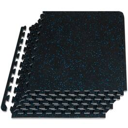 ProsourceFit - Rubber Top Exercise Puzzle Mat 1/2-in, 24 Sq Ft - 6 Tiles - Blue