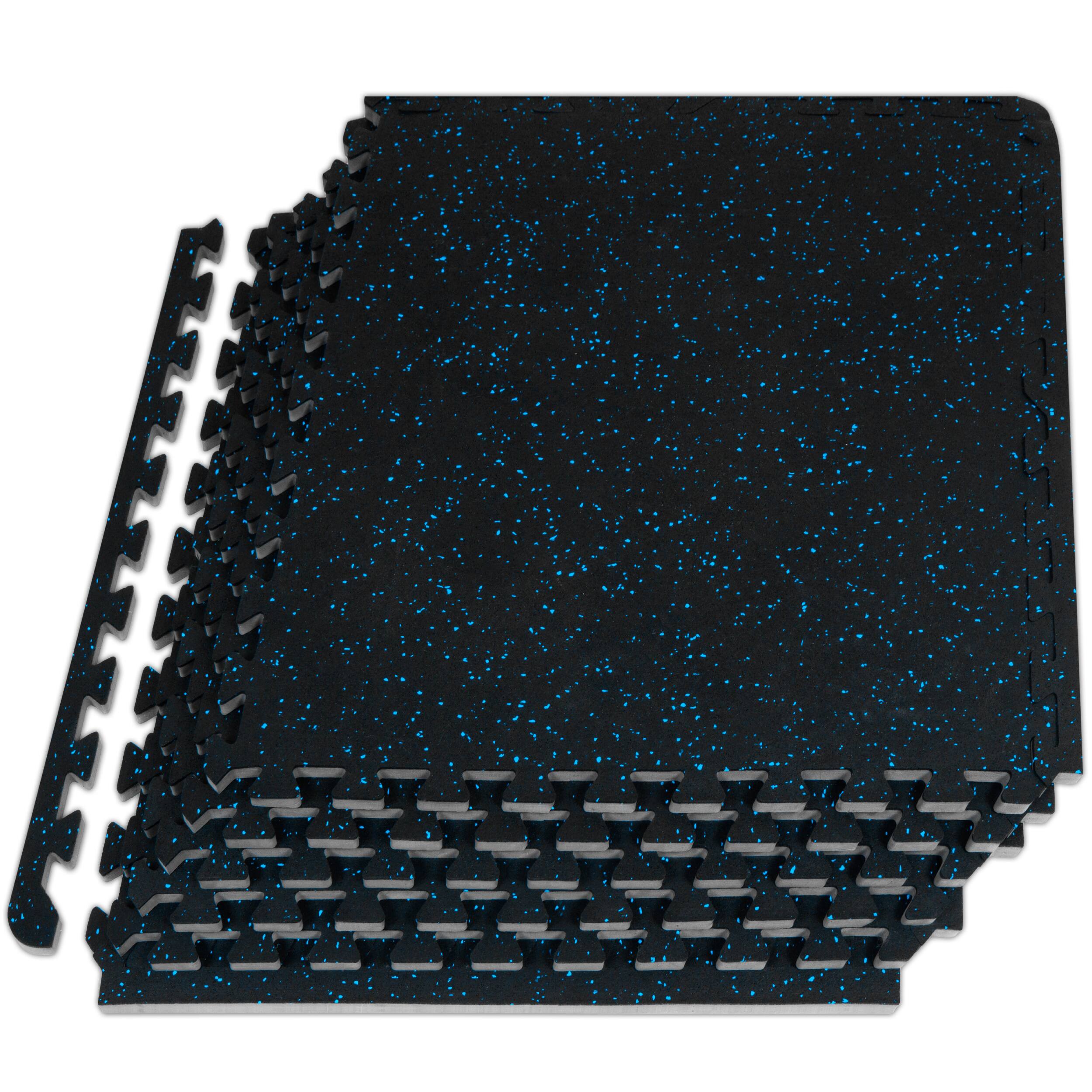 Front. ProsourceFit - ProsourceFit Rubber Top Exercise Puzzle Mat 1/2-in, 24 Sq Ft - 6 Tiles - Blue.