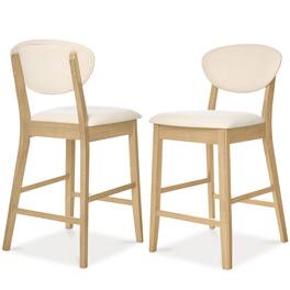 Best Choice Products - Set of 2 Counter-Height Bar Stools, Armless W/Upholstered Seat Cushion & Backrest - Oak / Cream - Oak/Cream