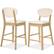 Front. Best Choice Products - Best Choice Products Set of 2 Counter-Height Bar Stools, Armless W/Upholstered Seat Cushion & Backrest - Oak / Cream - Oak/Cream.
