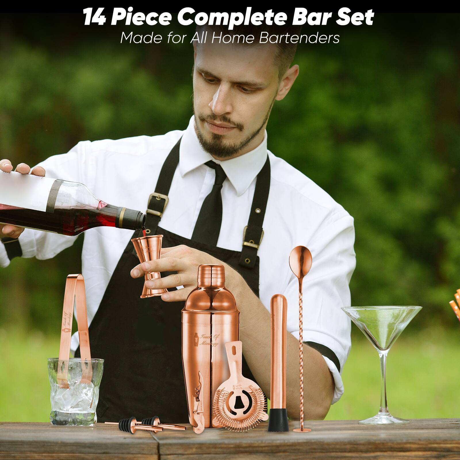 14 Piece Complete Bar Set  
Made for All Home Bartenders