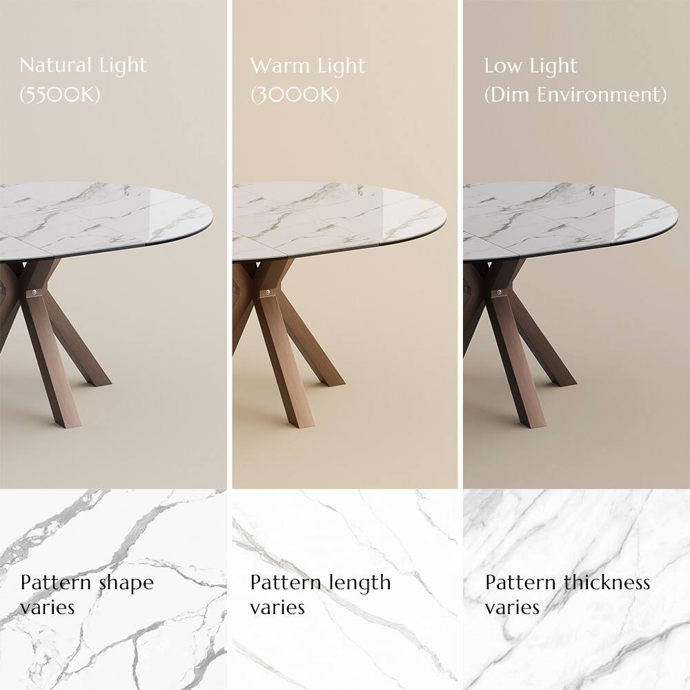 Natural Light (5500K)  
Warm Light (3000K)  
Low Light (Dim Environment)  

Pattern shape varies  
Pattern length varies  
Pattern thickness varies