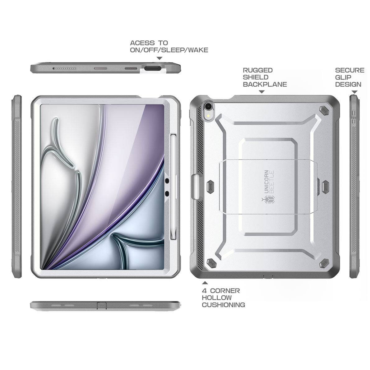 - Access to On/Off/Sleep/Wake
- Rugged Shield Backplane
- Secure Grip Design
- 4 Corner Hollow Cushioning