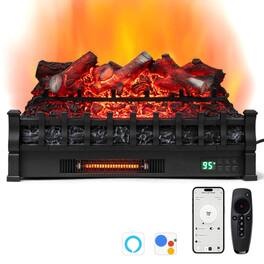 LUCKY ONE - 26 Inch Smart WiFi Infrared Electric Fireplace Insert with 5 Flame Colors - Black