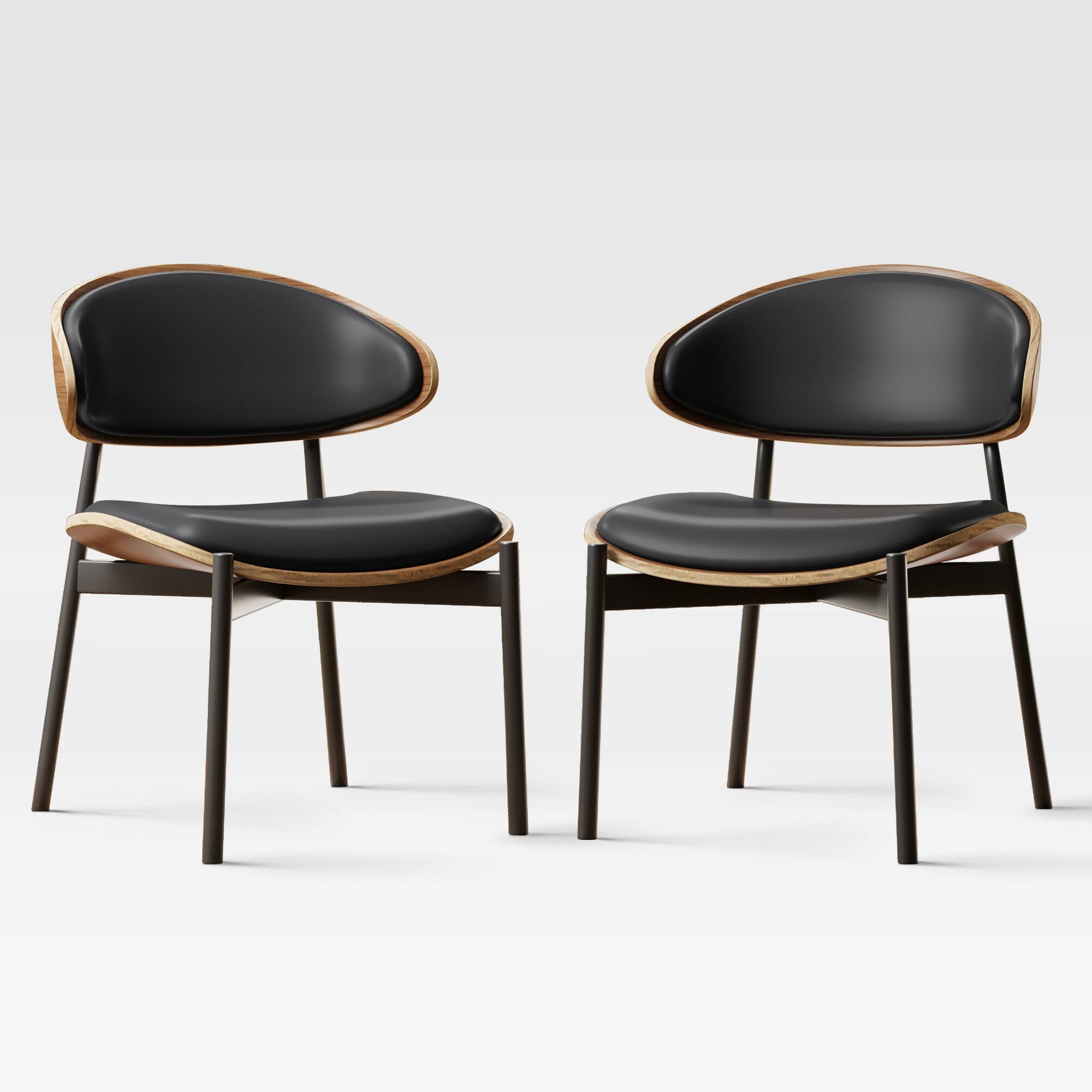 Alt View 7. luck idea - Dining Chairs Set of 2 Wood Grain Accent Arched Backrest - Black.