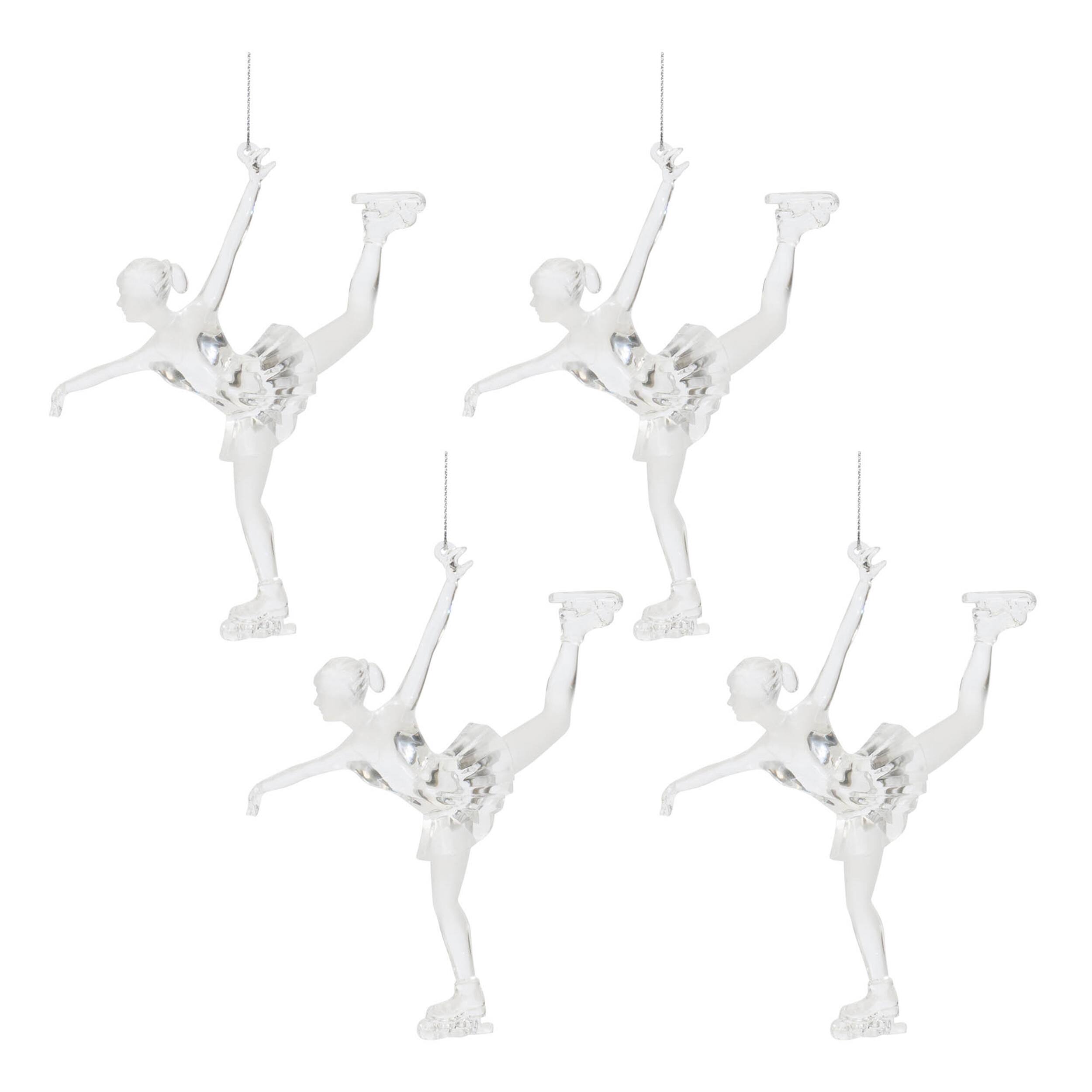 Left. BreeBe - Clear Acrylic Ice Skater Ornament (Set of 4) - Clear.