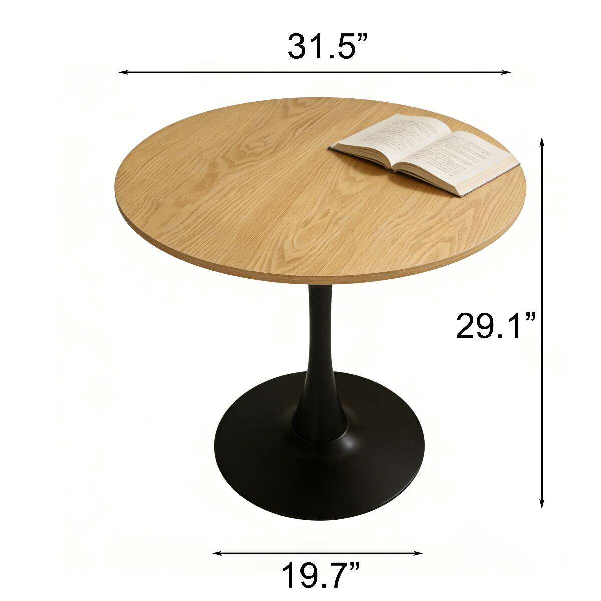 Loheer Round Dining Table, Wood Color MDF Top, Modern Kitchen Table ...