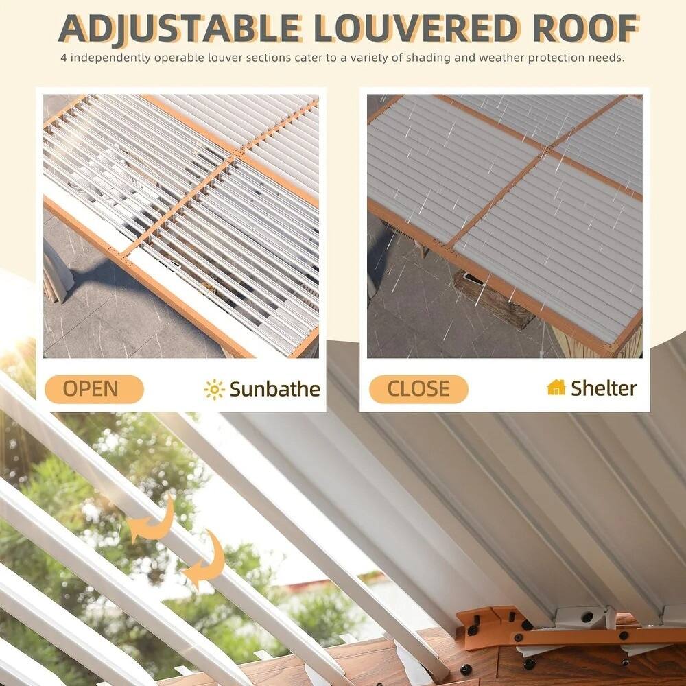 ADJUSTABLE LOUVERED ROOF

4 independently operable louver sections cater to a variety of shading and weather protection needs.

OPEN Sunbathe

CLOSE Shelter