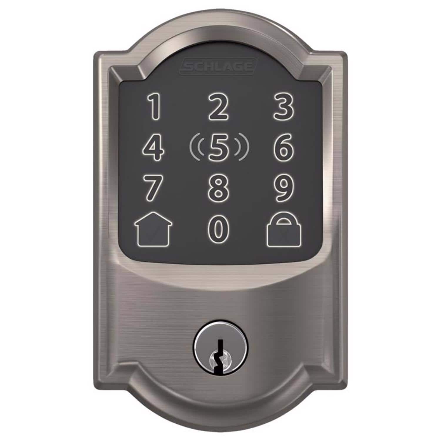 Schlage - Encode Plus Metal Wi-Fi Deadbolt with Camelot Trim - Satin Nickel
