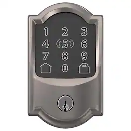 Schlage - Encode Plus Metal Wi-Fi Deadbolt with Camelot Trim - Satin Nickel