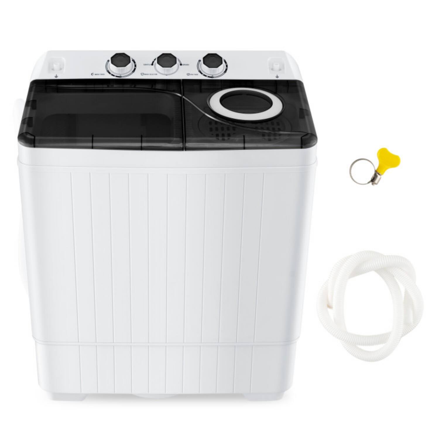 Alt View 4. LUCKY ONE - 26 lbs Freestanding Semi-Automatic Twin Tub Washer with Drain Pump - Black.