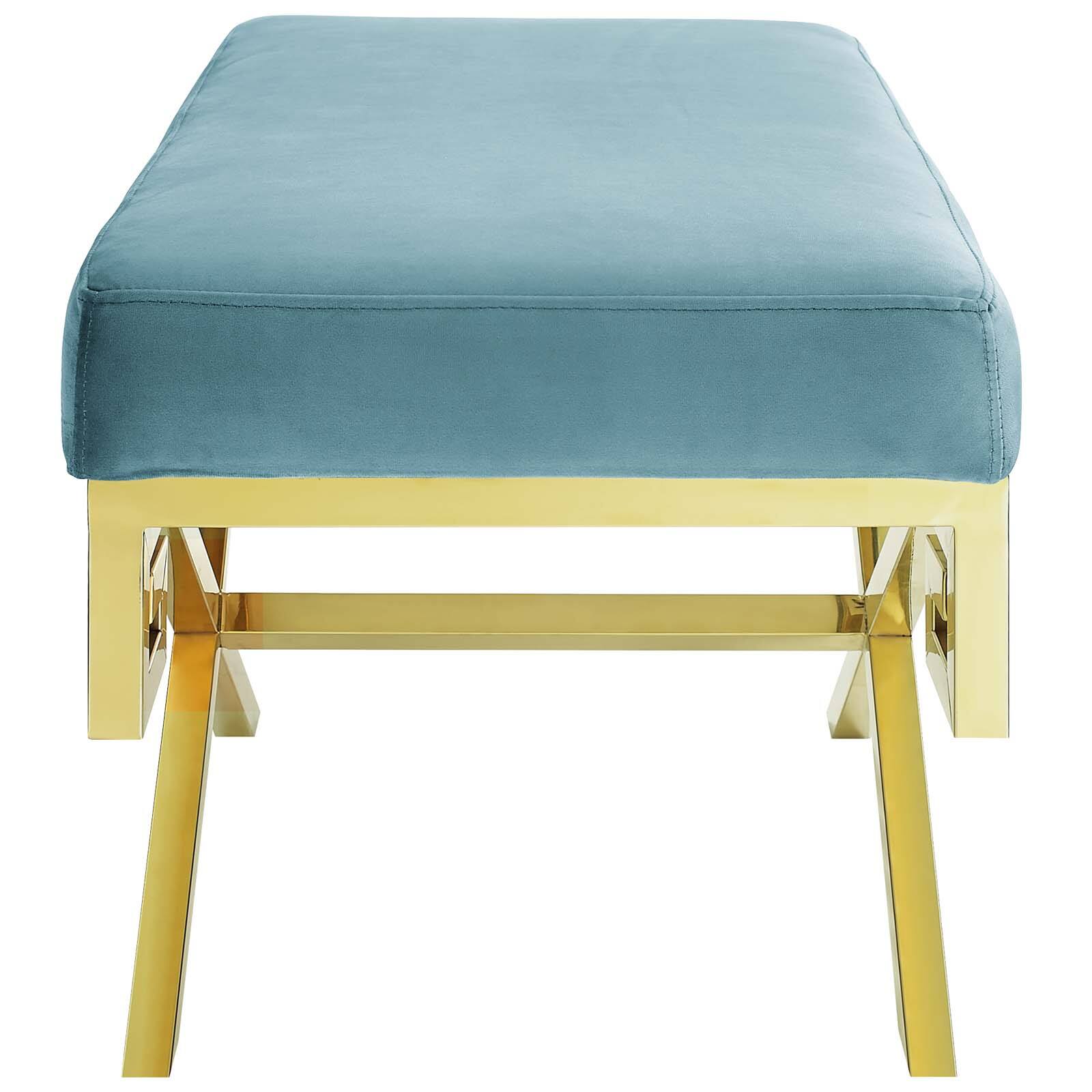 Back. Modway - Rove Velvet Performance Velvet Bench by Modway - Sea Blue.