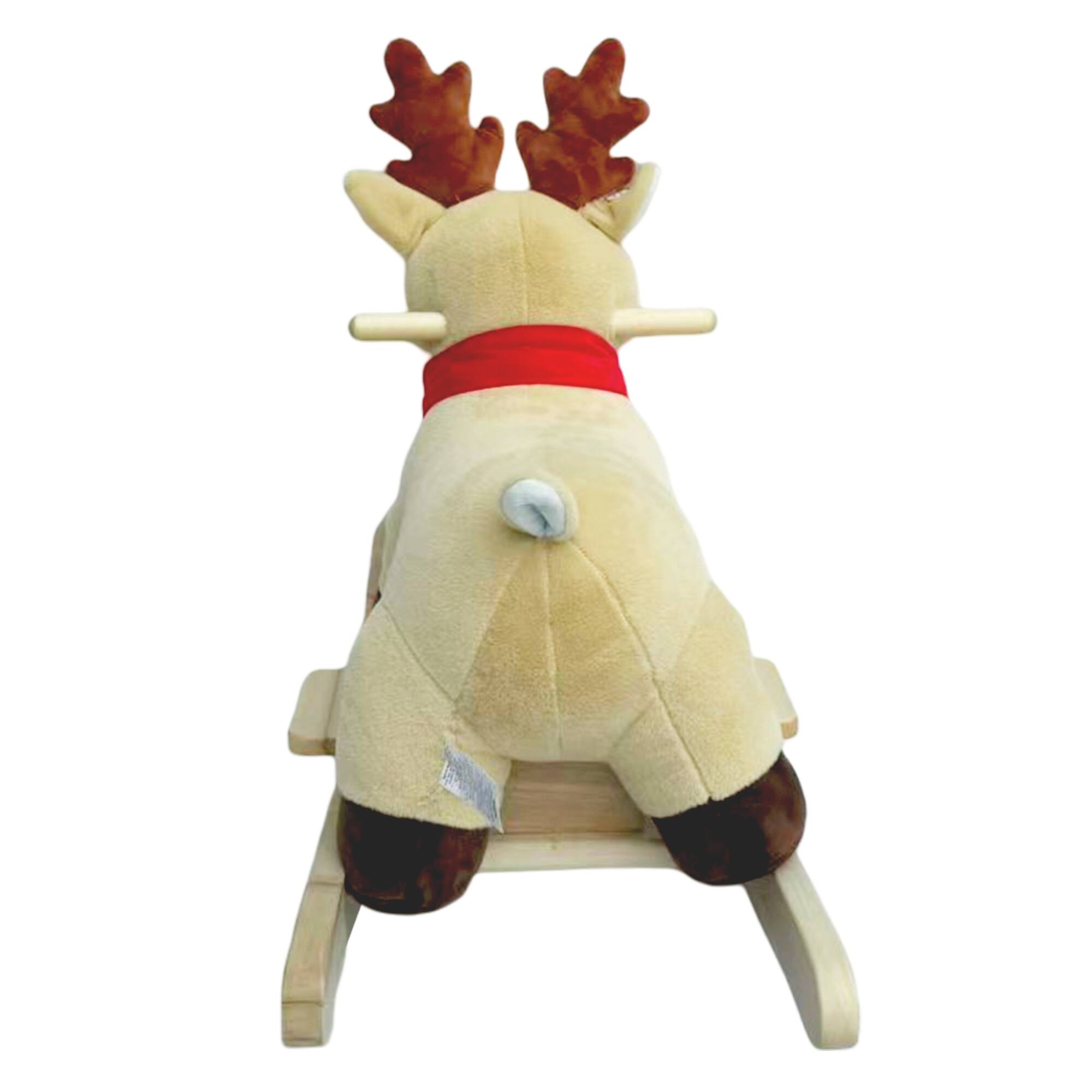 Alt View 1. Whisen - Plush Moose Rocking Horse Toy for Toddlers with Music,Safety Belt,Hand Puppets and Steel Frame - Apricot.