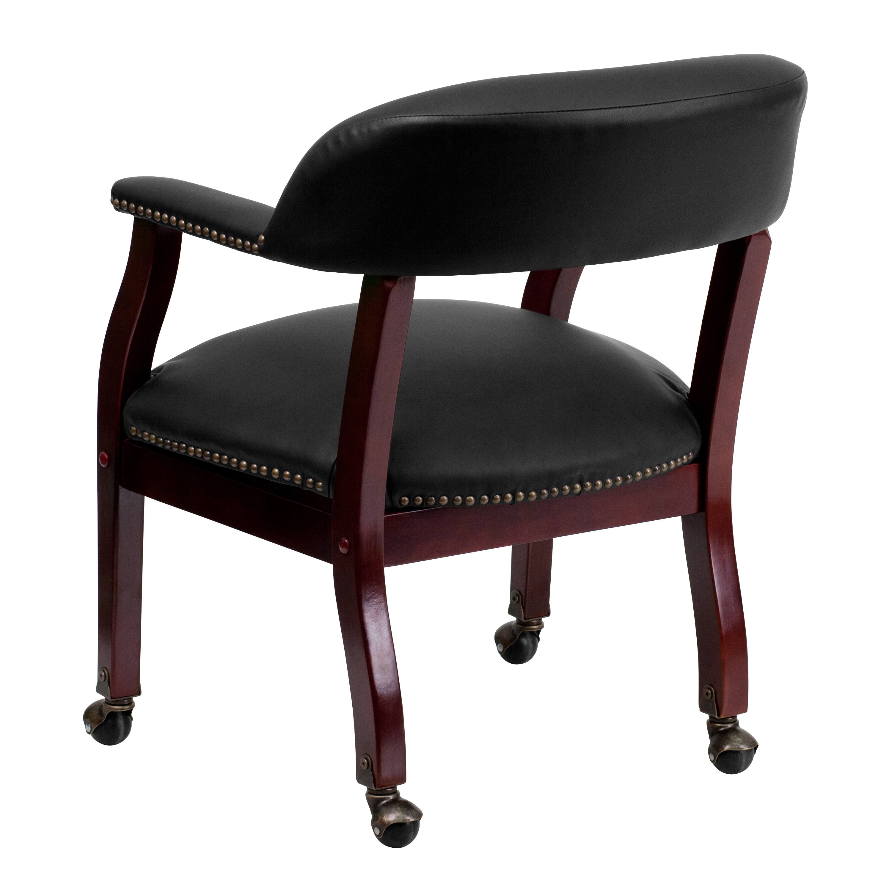 Alt View 5. Emma + Oliver - Conference Chair with Accent Nail Trim  and Casters - Black LeatherSoft.