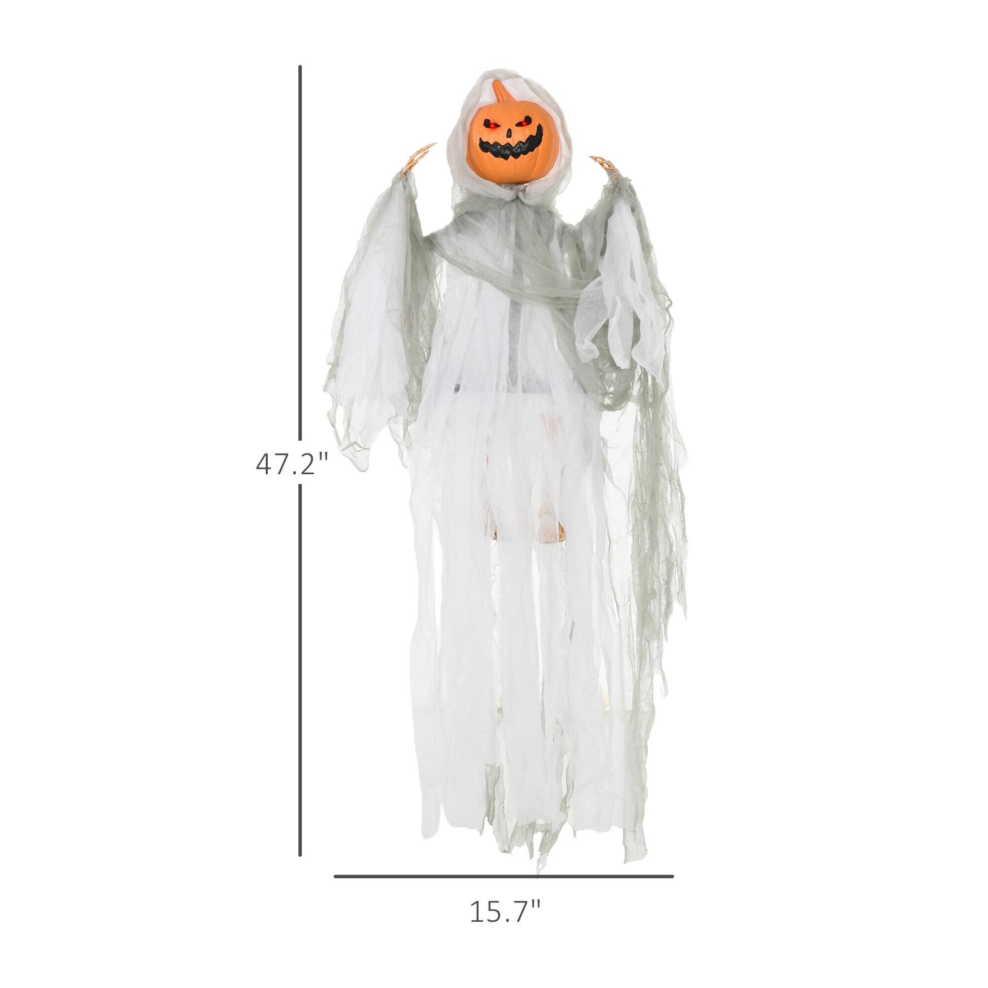 The dimensions of the ghost costume are 47.2 inches in height and 15.7 inches in width.