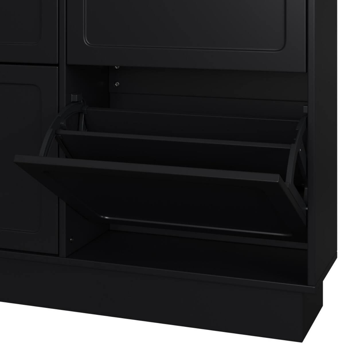 Alt View 5. HTUTWOO - Narrow Tipping Bucket Shoe Cabinet with 6 Flip Drawers Adjustable Shelves,3 Hooks & Anti-Tip Design for Home & Apartment - Black.