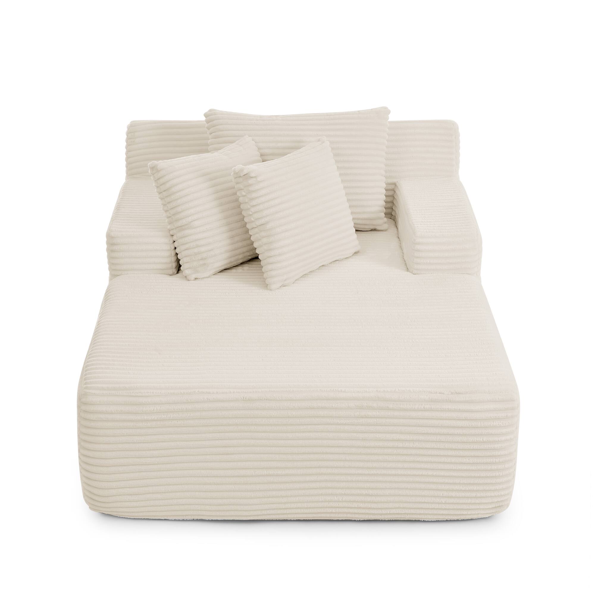 Alt View 4. Trinkets Crazed - 50" Corduroy Chaise Lounge Chair Indoor, Oversized Sleeper Chair Single Lazy Sofa Lounge Chair, Modern Reading Chair - Beige.