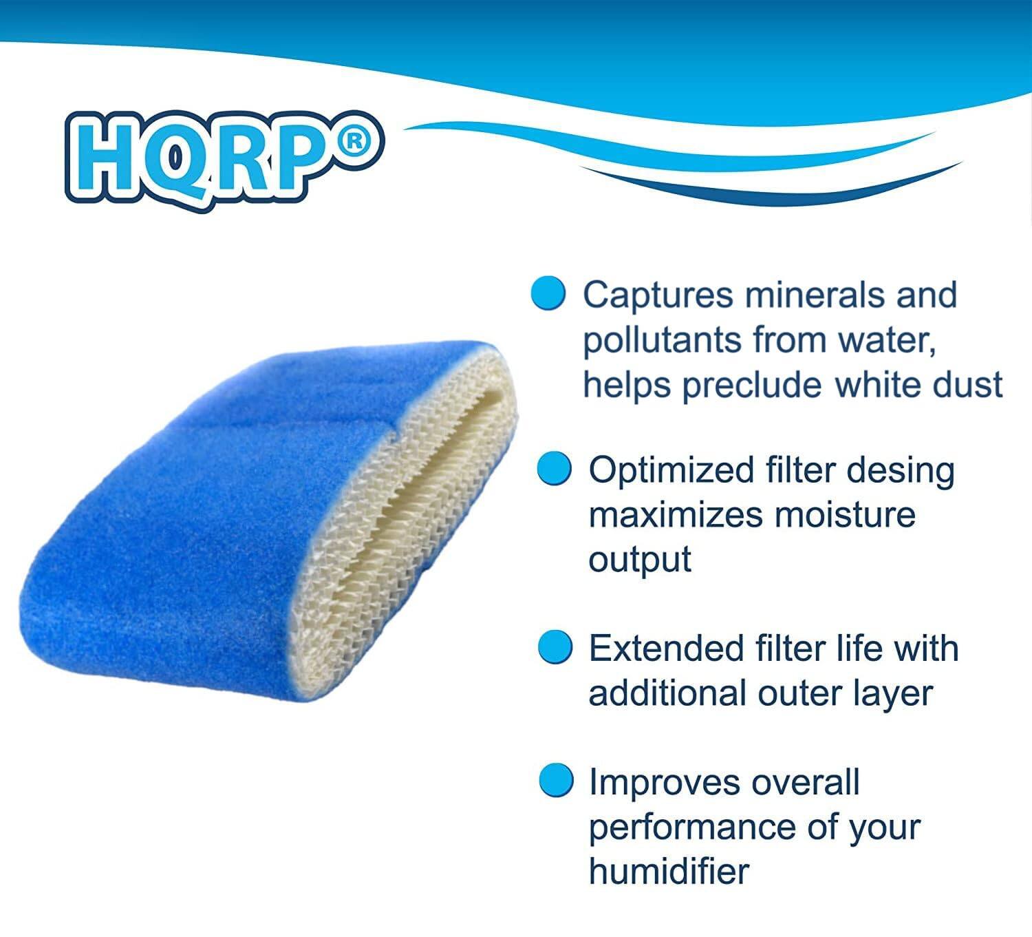 HQRPO®

- Captures minerals and pollutants from water, helps preclude white dust
- Optimized filter design maximizes moisture output
- Extended filter life with additional outer layer
- Improves overall performance of your humidifier