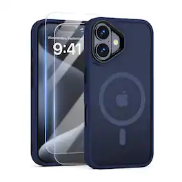 Entronix - iPhone 17 Bundle - Magnetic Translucent Matte Case & 2 Clear Screen Protectors - Navy Blue