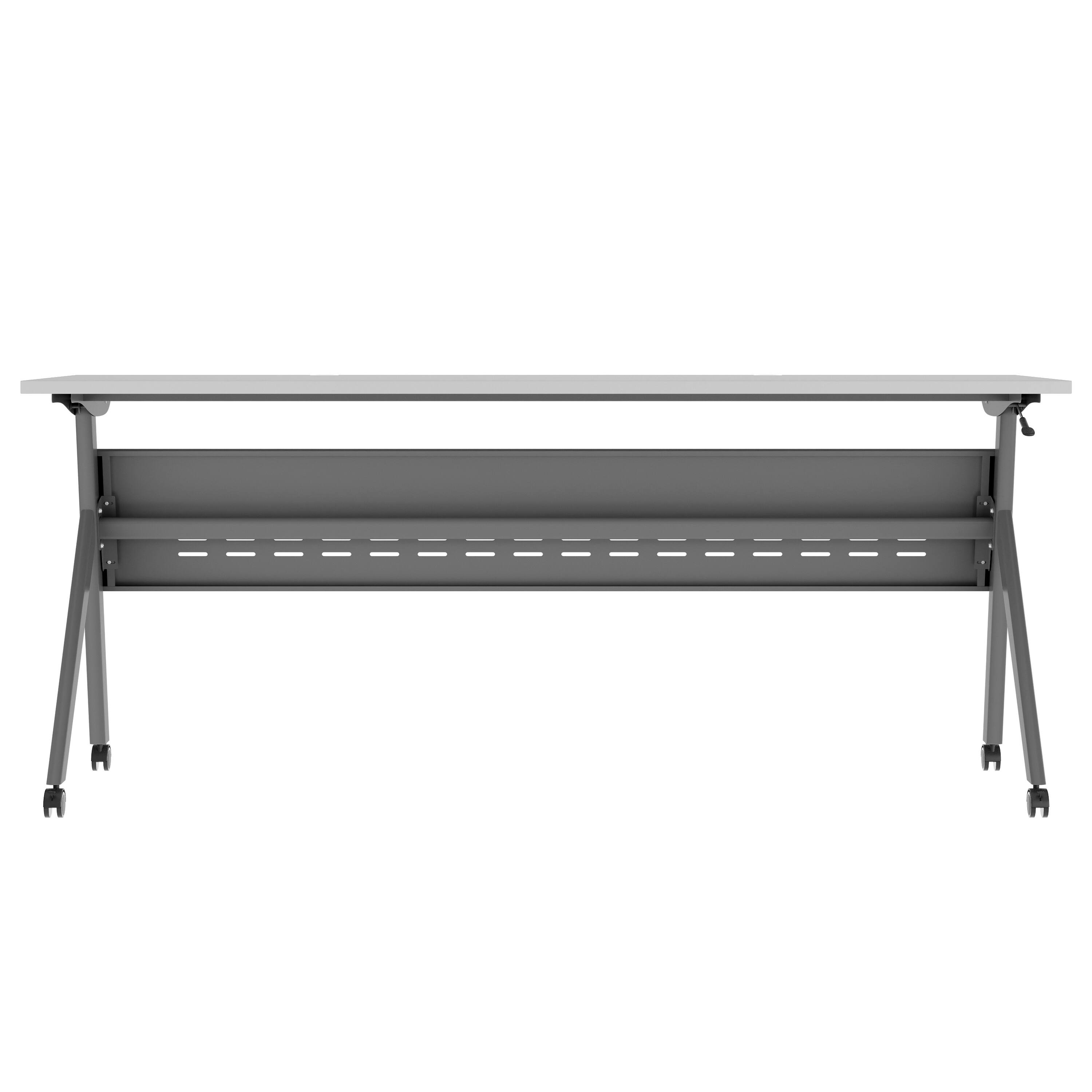 Alt View 7. Emma + Oliver - Griffin Heavy-Duty Flip Top Training Table with Nesting Design, Privacy Panel, Y-Legs, Tabletop, Metal Frame - Gray Top/Gray Frame.