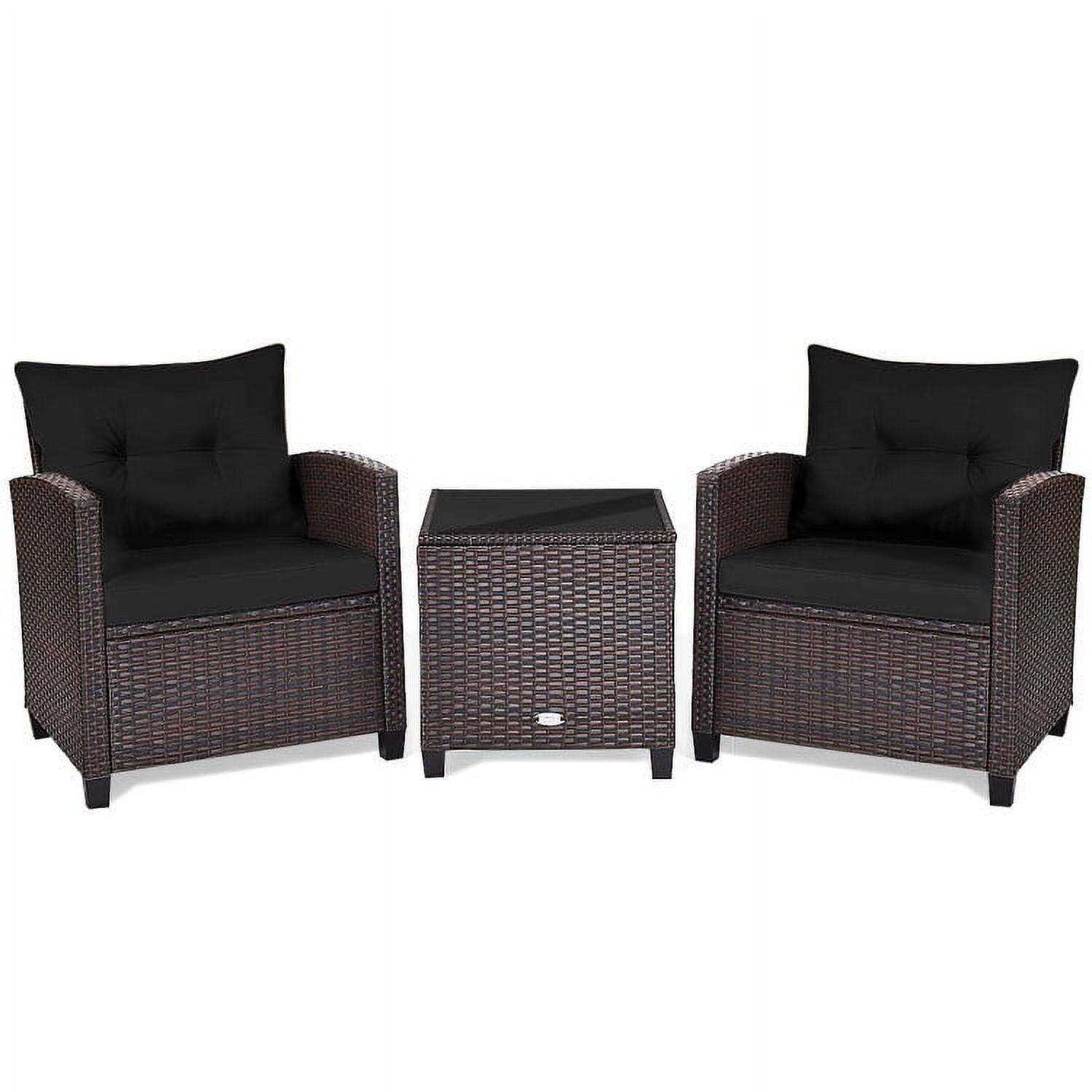 Alt View 7. Kadyn - 3 Pcs Patio Rattan Furniture Set, Wicker Furniture Sets, Patio Conversation Sets - Black.