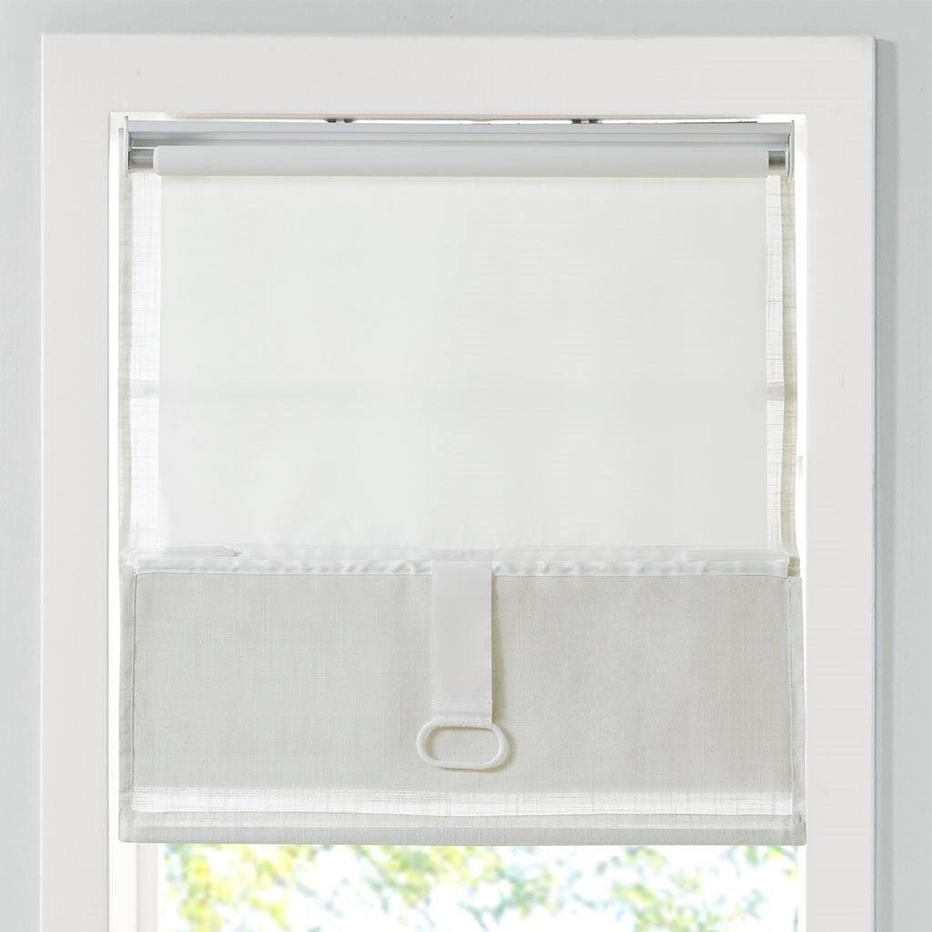 Alt View 7. BreeBe - Linen Blend Light Filtering Cordless Roman Shade White 34x64' - White.