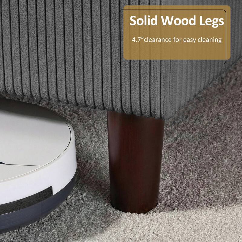 Solid Wood Legs  
4.7" clearance for easy cleaning