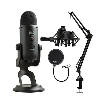 Blue Microphones Blue Yeti Microphone (Blackout) with Boom Arm Blue Microphones Blue Yeti Microphone (Blackout) with Boom Arm