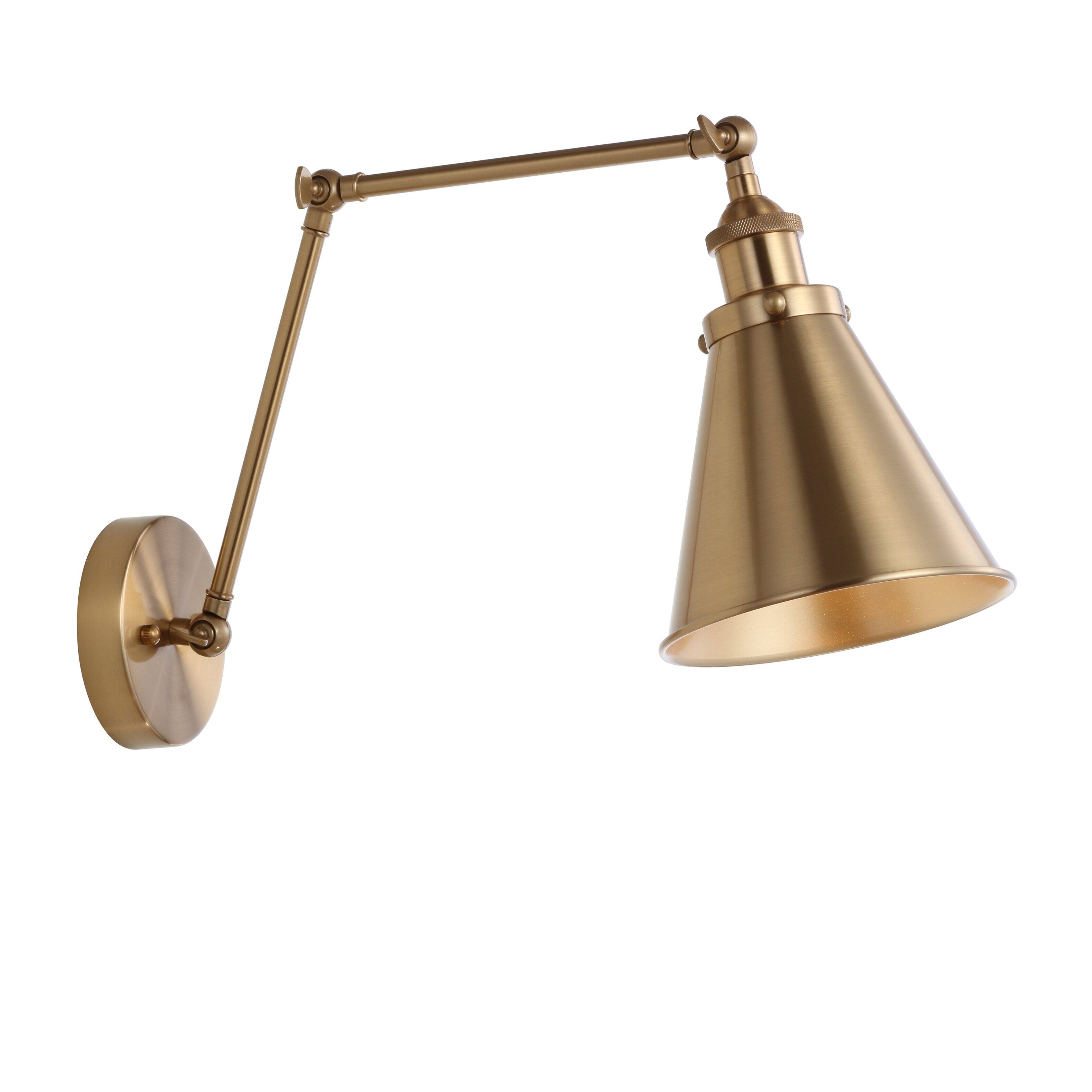 Alt View 7. Jonathan Y - Rover 7" Classic Industrial Metal Adjustable Arm LED Wall Sconce, Brass - Brass Gold.