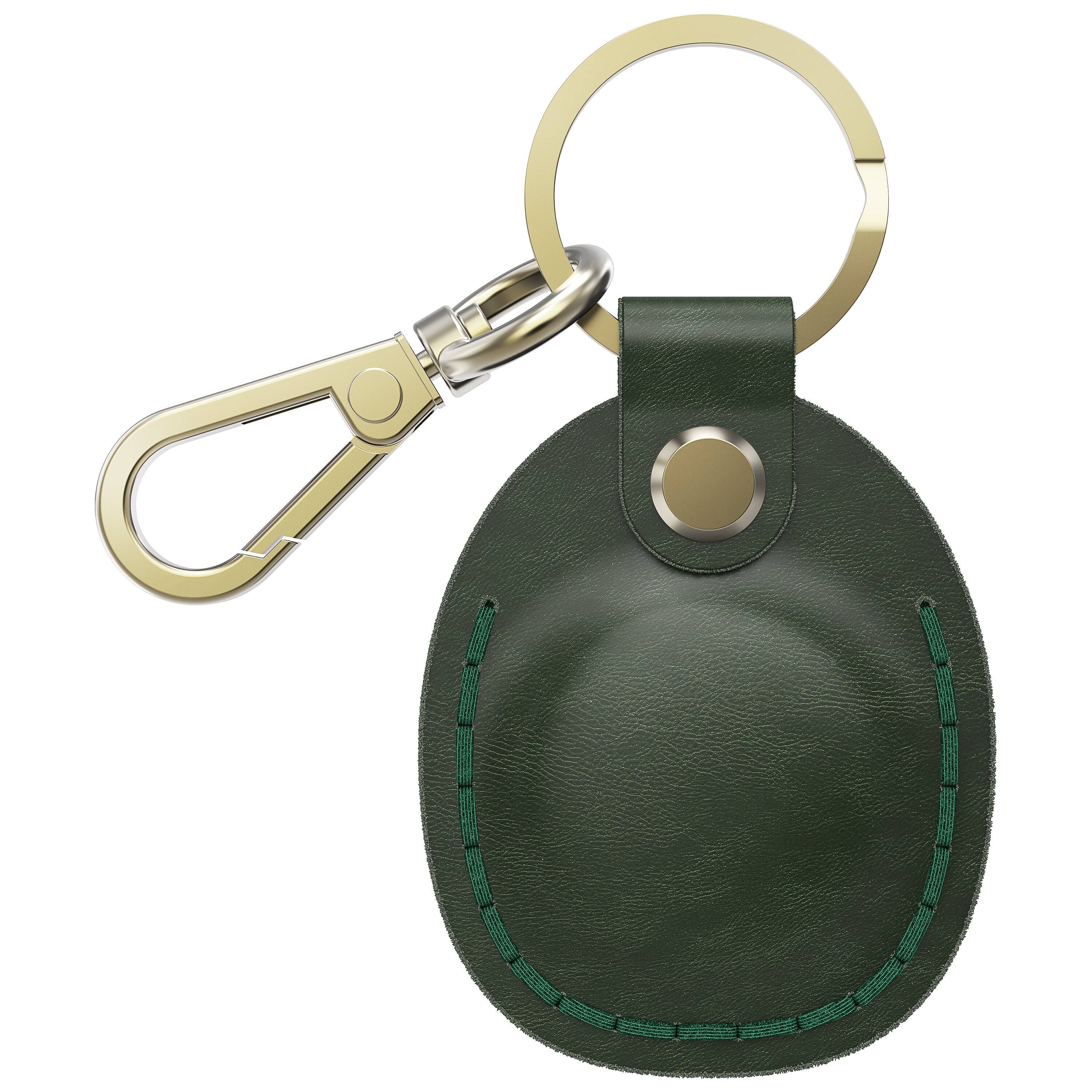 Back. Vena - For Apple AirTag Holder, AirTag Keychain Genuine Leather, AirTag Case Cover For Pet Dog Cat Collar Luggage, Green - Green.