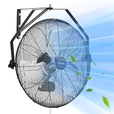 Front. VEVOR - 20 Inch Industrial Wall Mount Fan, High Velocity 4650 CFM Indoor Fan with 3 Speeds, Powerful Motor Garage Wall Fan - Black,Silver.