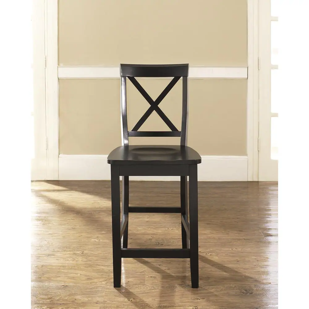 Angle. Crosley Furniture - X-Back 2-Piece Counter Height Bar Stool Set - 2 Stools - Black.