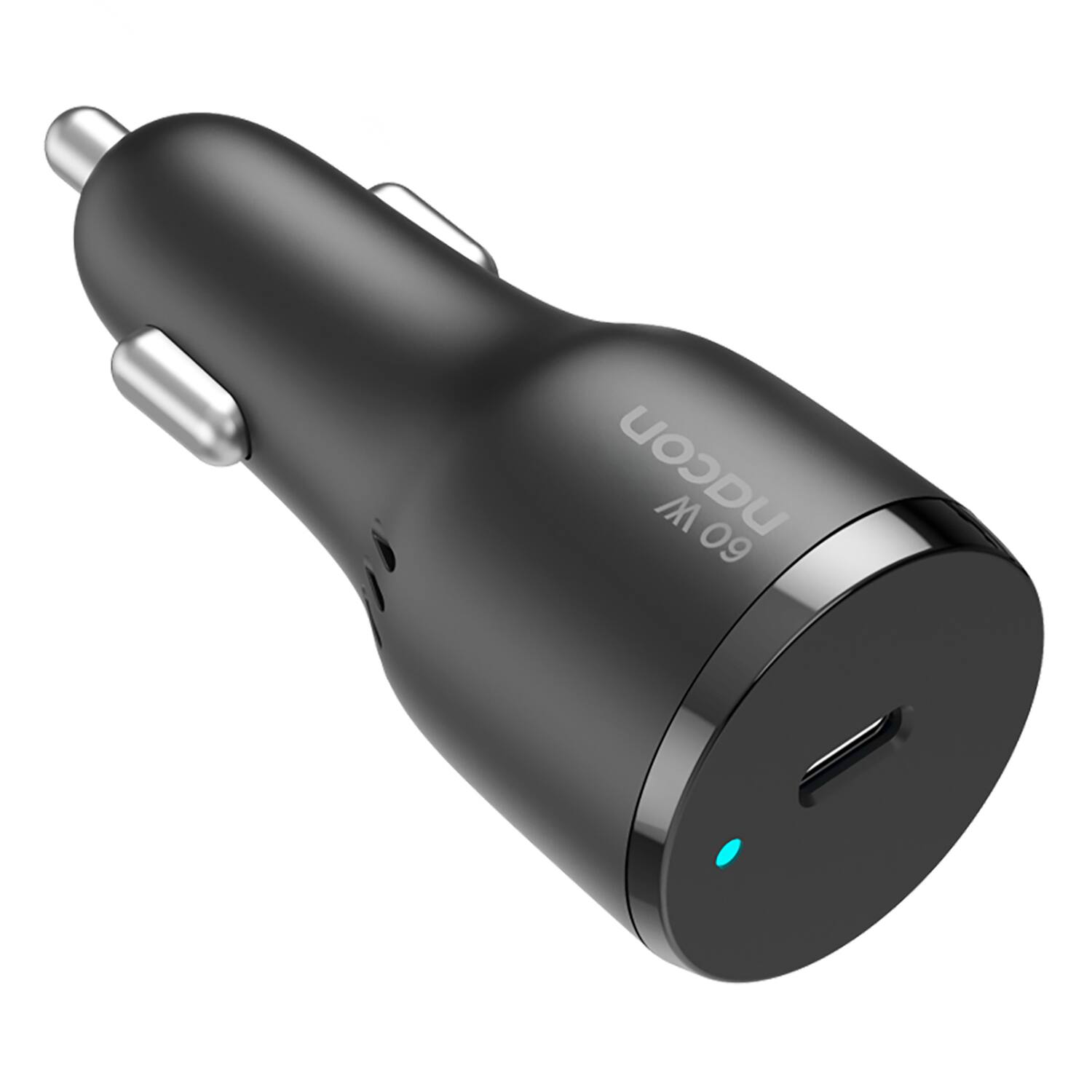 Angle. Nacon - 60W PD USB-C Car Charger with USB-C Charging Cable for Nintendo Switch 2/1/Lite/OLED - Black.