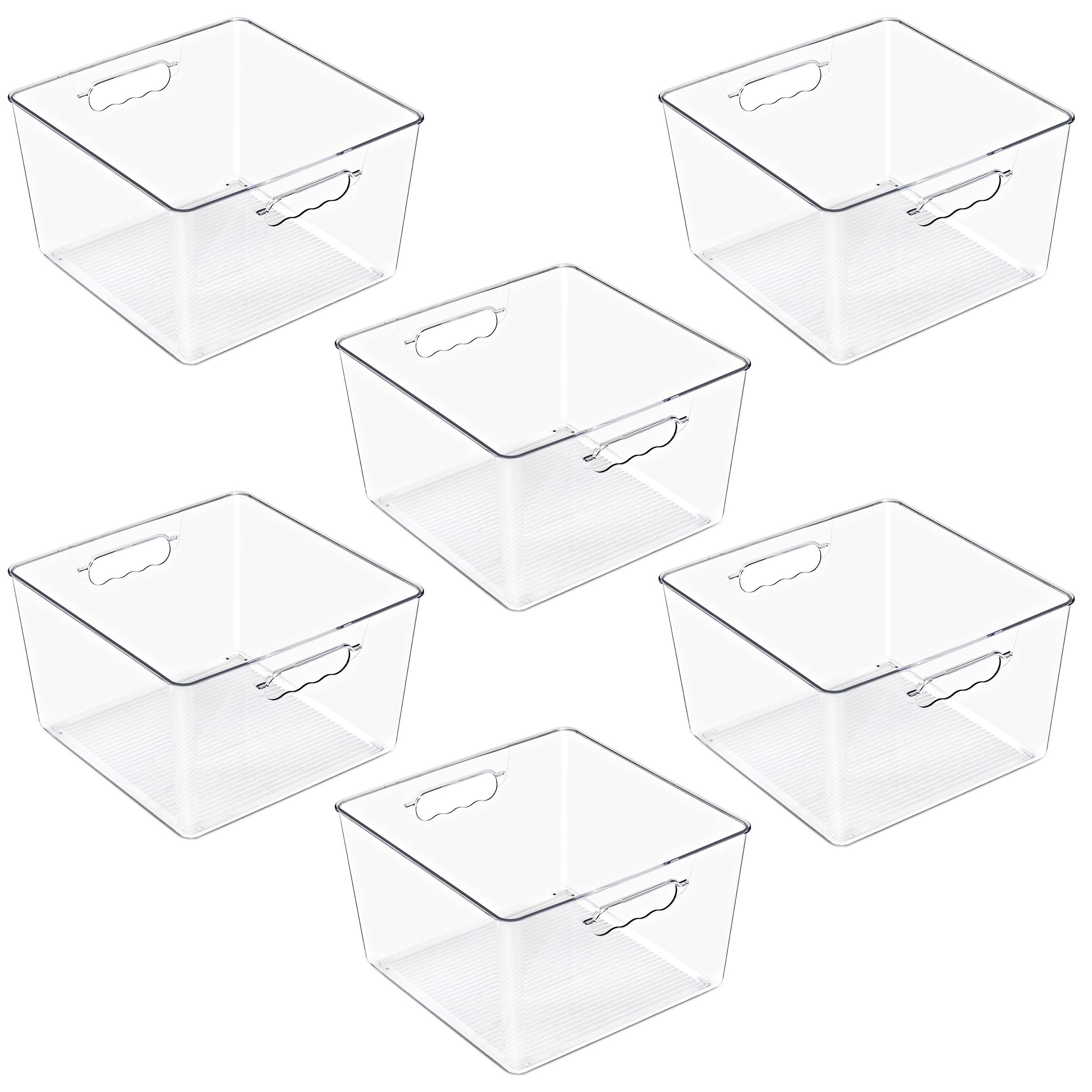 Alt View 3. Sorbus - Sorbus Clear Cube Storage Bins, 6 Pack Large Square Organizer Bins with Handles – Stackable Plastic Storage - Clear.