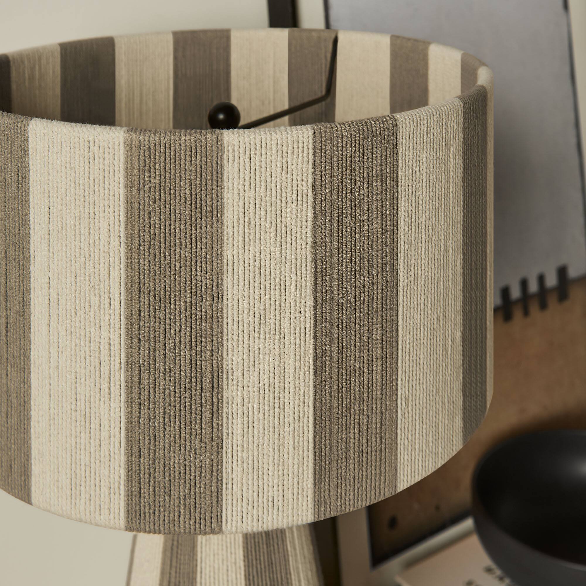 Alt View 2. Modway - Renae Handwoven Cotton Thread Striped Table Lamp by Modway - Cobblestone.