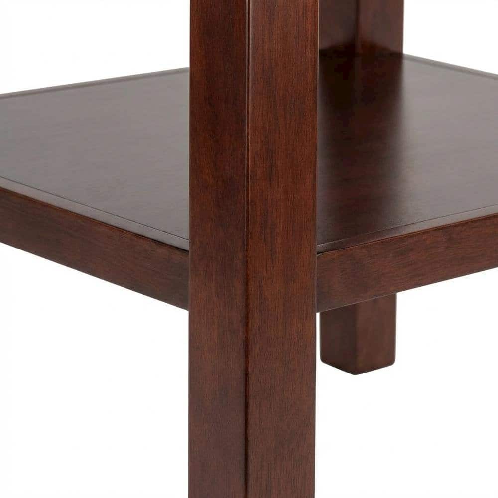 FurniFact - Wood High Bar Table with 2 Shelves, Transitional Pub Table for Dining Room - Walnut