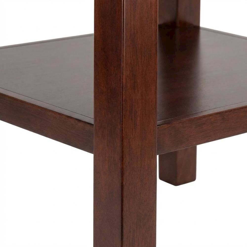 Angle. FurniFact - Wood High Bar Table with 2 Shelves, Transitional Pub Table for Dining Room - Walnut.