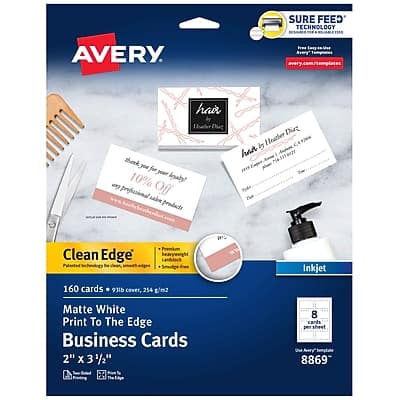 Photos - Office Paper Clean Avery -  Edge Business Cards, 3.5" x 2", Matte 160/Pack - White 08869 