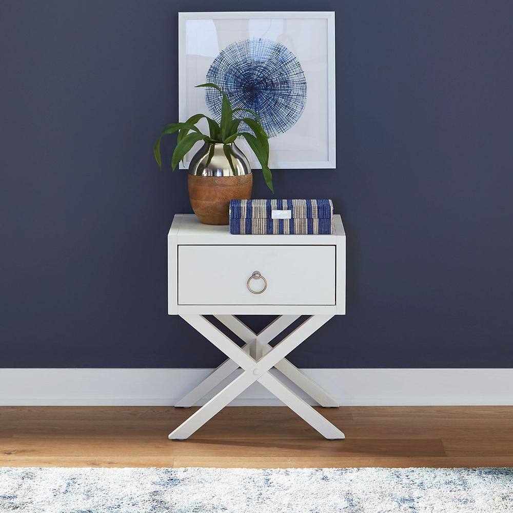 Alt View 2. Liberty Furniture Industries - East End 1 Drawer Accent Table in Wirebrushed White - White.