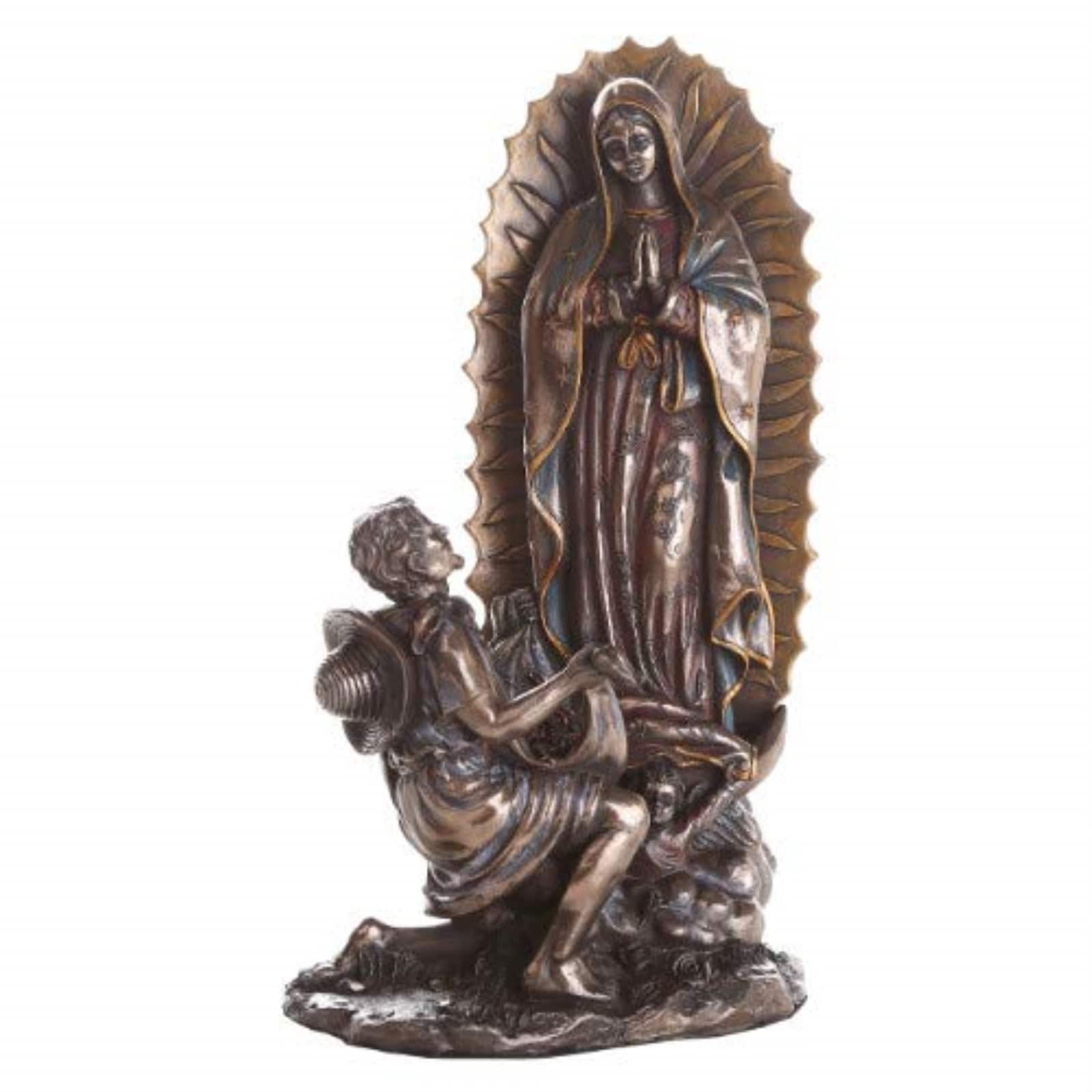 Pacific Trading - Our Lady Of Guadalupe San St Juan Diego Saint Estatua Virgen Miracle Resin Statue 10 inch - Bronze