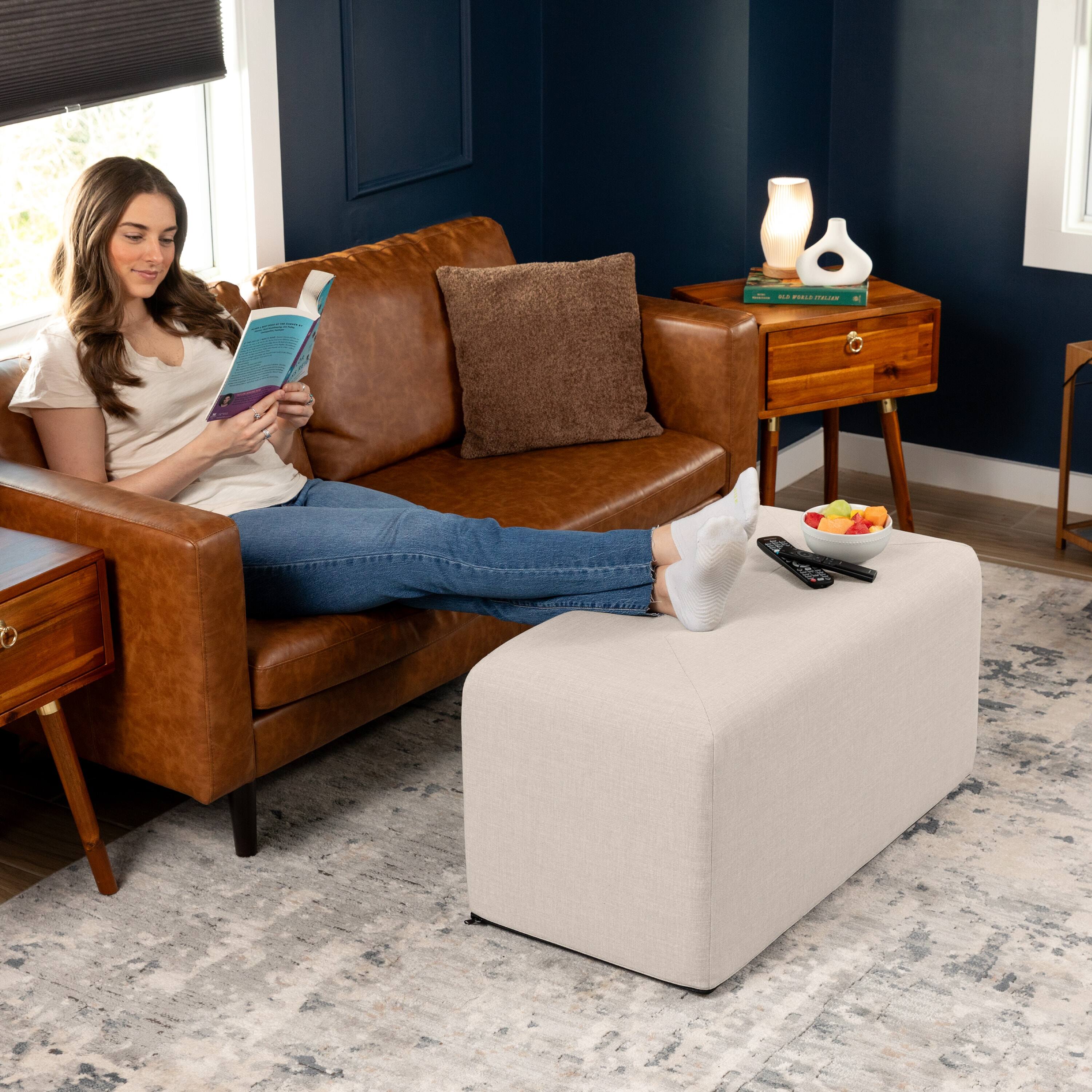 Alt View 1. Jaxx - Jaxx Monroe Large Rectangular Foam Ottoman / Coffee Table, (36 x 18), Mist Light Grey - Mist Grey.