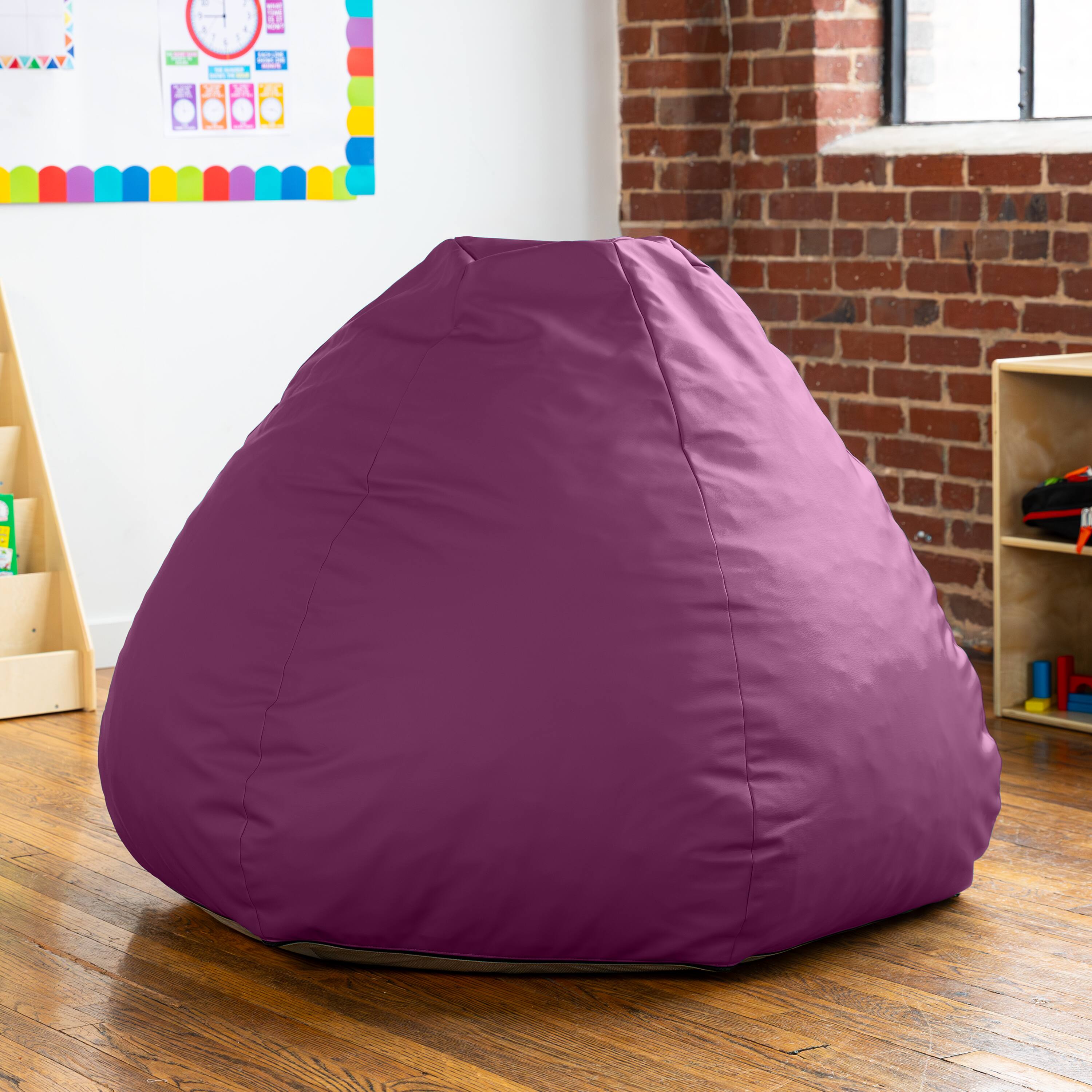 Alt View 2. Jaxx - Jaxx Gumdrop Commercial Grade Bean Bag for Educational Environments, Large Size - Premium Vinyl - Plum - Plum.
