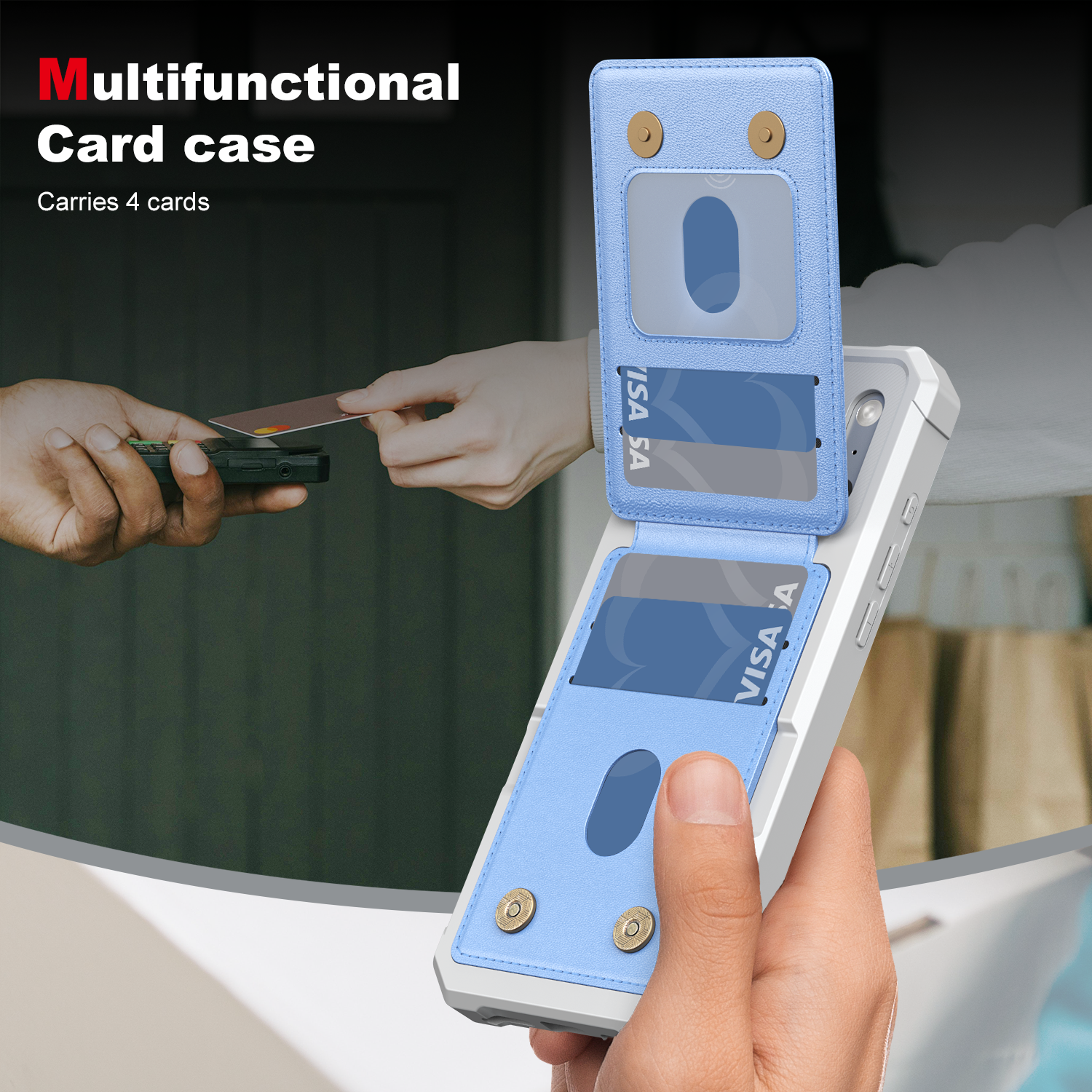 Multifunctional Card case  
Carries 4 cards