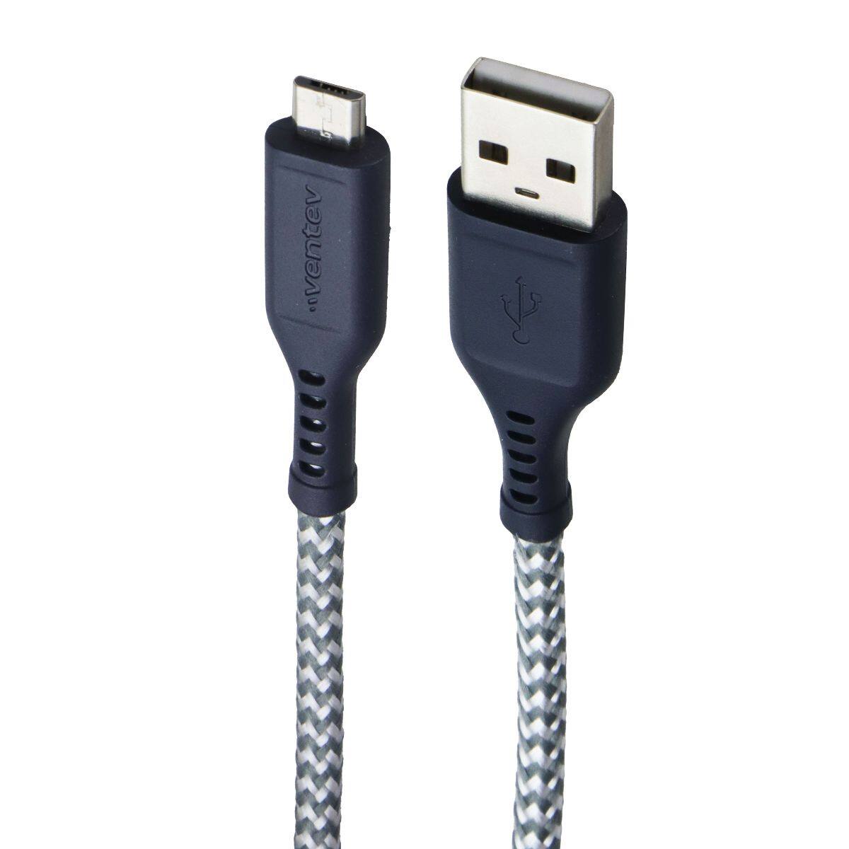Front. Ventev - 6 Foot Braided High Speed USB-A to Micro-USB Cable - Gray - Gray.