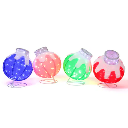 Front. Winado - 4 PCS Christmas Lighted Ball Ornaments 18in for Outdoor Yard Decorations with Lights - Multicolor.